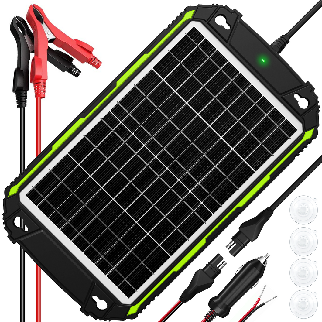 12V 13W Solar Battery Charger Pro - Built-in MPPT Charge Controller + 3-Stages Charging - 13 Watts Solar Panel Trickle Battery Maintainer for Car, Motorcycle, Boat, ATV etc.