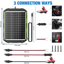 Load image into Gallery viewer, 12V 25W Solar Battery Charger Pro - Built-in MPPT Charge Controller + 3-Stages Charging - 25 Watts Solar Panel Trickle Battery Maintainer for Car, Motorcycle, Boat, ATV etc.
