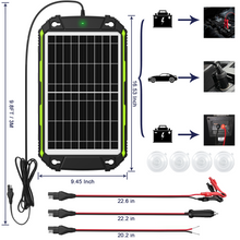 Load image into Gallery viewer, 12V 13W Solar Battery Charger Pro - Built-in MPPT Charge Controller + 3-Stages Charging - 13 Watts Solar Panel Trickle Battery Maintainer for Car, Motorcycle, Boat, ATV etc.
