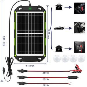 12V 13W Solar Battery Charger Pro - Built-in MPPT Charge Controller + 3-Stages Charging - 13 Watts Solar Panel Trickle Battery Maintainer for Car, Motorcycle, Boat, ATV etc.