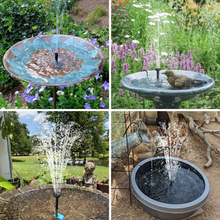 Load image into Gallery viewer, Solar Bird Bath Fountain Pump with 6 Nozzles, 100GPH Submersible Powered Water Fountain Pump and 6W Solar Panel for Bird Bath, Small Pond, Pool, Fish Tank, Garden, Backyard, Outdoor
