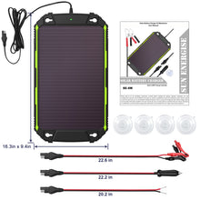 Load image into Gallery viewer, 12V 5W Solar Battery Charger Pro - Built-in MPPT Charge Controller + 3-Stages Charging - 5 Watts Solar Panel Trickle Battery Maintainer for Car, Motorcycle, Boat, ATV etc.

